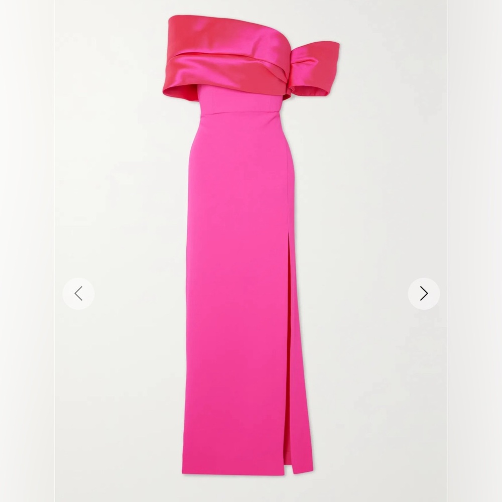 SOLACE LONDON, Alexis off-the-shoulder satin-twill and crepe gown